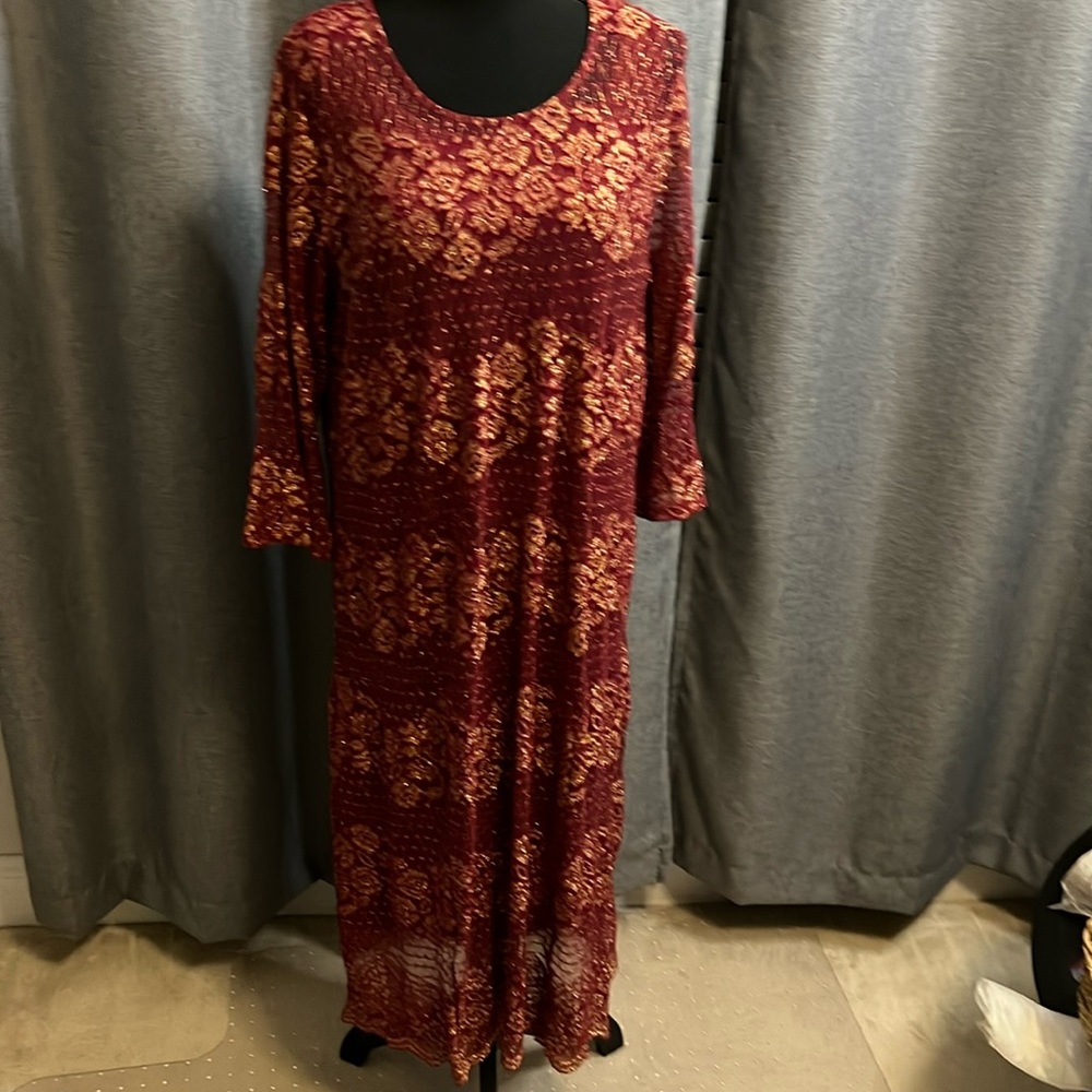 Burgundy and gold dress